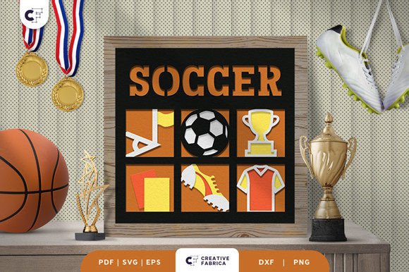 Download Soccer Paper Cut 3D Shadow Box SVG - Premium Resources