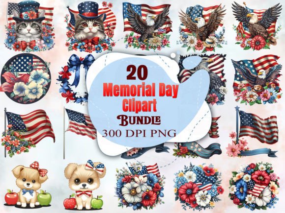 Download Watercolor Memorial Day Clipart Bundle - Memorial day Collection